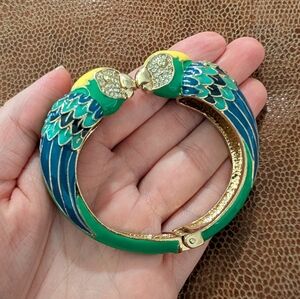 Hinge parrot enamel bracelet